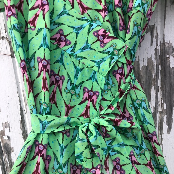 Jessie Western Silk Wrap Dress M Swallow Ruffle - Picture 5 of 15